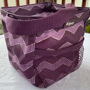 Thirty-One Small Square Handled Tote. Purple with mesh outer pocket.